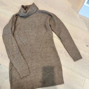 Cozy Brown Turtleneck Sweater Dress
